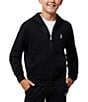 Color:Black - Image 1 - Little/Big Boys 5-20 Long Sleeve French Terry Hoodie Jacket