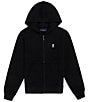 Color:Black - Image 5 - Little/Big Boys 5-20 Long Sleeve French Terry Hoodie Jacket