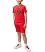 Color:Red - Image 4 - Little/Big Boys 5-20 Santa Fe French Terry Sweat Shorts