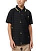 Color:Black - Image 1 - Little/Big Boys 5-20 Short Sleeve Belmont Tonal-Striped/Patterned Pique Polo Shirt