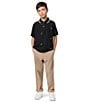 Color:Black - Image 3 - Little/Big Boys 5-20 Short Sleeve Belmont Tonal-Striped/Patterned Pique Polo Shirt