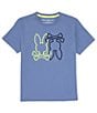Color:Dark Blue - Image 1 - Little/Big Boys 5-20 Short Sleeve Lancaster Embroidered T-Shirt