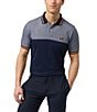 Color:Navy - Image 1 - Syracuse Color Block Sport Short Sleeve Polo Shirt