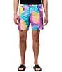 Color:Violet - Image 1 - Tyler Printed 5 3/4#double; Inseam Swim Trunks