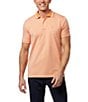 Color:Tangerine - Image 1 - Warsaw Jacquard Pique Short Sleeve Polo Shirt