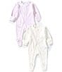 Purebaby Baby Long Sleeve Organic Cotton Zip Footie Growsuit Pack of 2, Color:Pale Pink Bear - Image 1