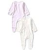 Purebaby Baby Long Sleeve Organic Cotton Zip Footie Growsuit Pack of 2, Color:Pale Pink Bear - Image 2
