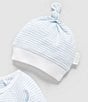 Color:Pale Blue Stripe - Image 2 - Baby Boys Newborn-12 Month Stripe Zip Footie & Knot Hat Set