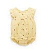 Color:Yellow - Image 1 - PureBaby® Baby Girls Newborn-24 Months Flutter-Sleeve Floral-Embroidered Bodysuit