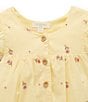 Color:Yellow - Image 4 - PureBaby® Baby Girls Newborn-24 Months Flutter-Sleeve Floral-Embroidered Bodysuit