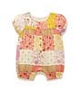 Color:Multi - Image 1 - PureBaby® Baby Girls Newborn-24 Months Puffed-Sleeve Patchwork Romper