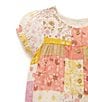 Color:Multi - Image 2 - PureBaby® Baby Girls Newborn-24 Months Puffed-Sleeve Patchwork Romper