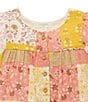 Color:Multi - Image 4 - PureBaby® Baby Girls Newborn-24 Months Puffed-Sleeve Patchwork Romper