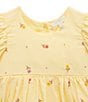 Color:Yellow - Image 4 - PureBaby® Baby Girls Newborn-24 Months Short-Sleeve Floral-Embroidered Skirted Bodysuit