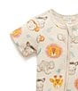 Color:Ivory - Image 2 - PureBaby® Baby Girls Newborn-24 Months Short-Sleeve Printed Footed Coverall