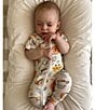 Color:Ivory - Image 5 - Purebaby® Baby Girls Newborn-24 Months Short-Sleeve Printed Footie Coverall