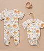 Color:Ivory - Image 6 - PureBaby® Baby Girls Newborn-24 Months Short-Sleeve Printed Footed Coverall