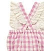 Color:Pink - Image 5 - PureBaby® Baby Girls Newborn-24 Months Sleeveless Gingham Organic Linen Blend Bodysuit