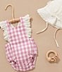 Color:Pink - Image 6 - PureBaby® Baby Girls Newborn-24 Months Sleeveless Gingham Organic Linen Blend Bodysuit