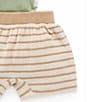 Color:Green - Image 3 - PureBaby®Baby Boys Newborn-24 Months Short Sleeve Safari Animal T-Shirt & Striped Shorts Set