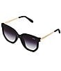 Color:Black/Black - Image 1 - Coffee Run Oversized Round Cat Eye Sunglasses