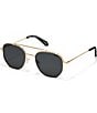 Color:Brushed Gold/Smoke - Image 1 - Men's Locals Only 48mm Round Polarized Sunglasses