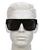 QUAY Men's Tempo 54mm Shield Sunglasses, Color:Black/Black - Image 2