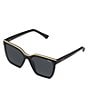 Color:Black Gold Smoke - Image 1 - Women's Level Up 51mm Square Sunglasses
