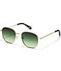 Color:Brushed Gold/Emerald - Image 1 - Unisex Big Time Texture 48mm Round Sunglasses