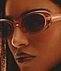 QUAY Unisex Felt Cute 35mm Oval Sunglasses, Color:Primrose/Sepia - Image 3