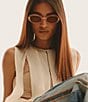 QUAY Unisex Felt Cute 35mm Oval Sunglasses, Color:Primrose/Sepia - Image 4