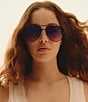 QUAY Unisex High Key 55mm Aviator Sunglasses, Color:Black/Dusk Pink - Image 3