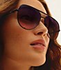 QUAY Unisex High Key 55mm Aviator Sunglasses, Color:Black/Dusk Pink - Image 4