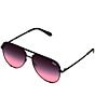 QUAY Unisex High Key 55mm Aviator Sunglasses, Color:Black/Pink - Image 1