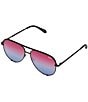 QUAY Unisex High Key 55mm Aviator Sunglasses, Color:Matte Black/Purple Blue - Image 1