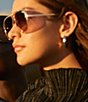 Color:Gold/Black Rose - Image 5 - Unisex High Key Bling 55mm Aviator Sunglasses