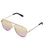 Color:Rose Gold Lavender - Image 1 - Unisex High Key Extra Large 56mm Aviator Sunglasses