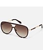 Color:Espresso/Brown - Image 1 - Unisex High Profile 51mm Aviator Sunglasses