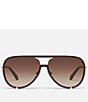 Color:Espresso/Brown - Image 2 - Unisex High Profile 51mm Aviator Sunglasses
