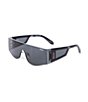 Color:Black/Black - Image 1 - Unisex New Wave 45mm Shield Polarized Sunglasses