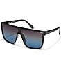 Color:Black/Black Blue Polarized - Image 1 - Unisex Nightfall Extra Large 52mm Shield Polarized Sunglasses