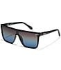 Color:Black/Black Blue Polarized - Image 1 - Unisex Nightfall Medium 49mm Shield Polarized Sunglasses
