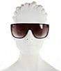 Color:Espresso/Brown - Image 2 - Unisex No Curfew 53mm Oversized Shield Sunglasses