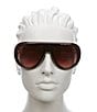 QUAY Unisex Set List 54mm Statement Aviator Shield Sunglasses, Color:Espresso/Dark Brown Camel - Image 3