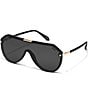 Color:Black/Black - Image 1 - Unisex Show Biz 60mm Shield Sunglasses