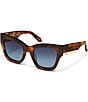 Color:Brown Tortoise/Blue - Image 1 - Women's By The Way 46mm Square Tortoise Sunglasses