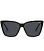 Color:Black/Black - Image 2 - Women's Confidential Cat Eye Polarized Sunglasses