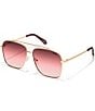 Color:Brushed Gold/Ruby - Image 1 - Women's High Roller 56mm Aviator Sunglasses