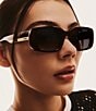 Color:Black/Smoke - Image 3 - Women's Karma 39mm Rectangle Sunglasses