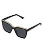 QUAY Women's Level Up 51mm Square Sunglasses, Color:Black Gold Smoke - Image 1